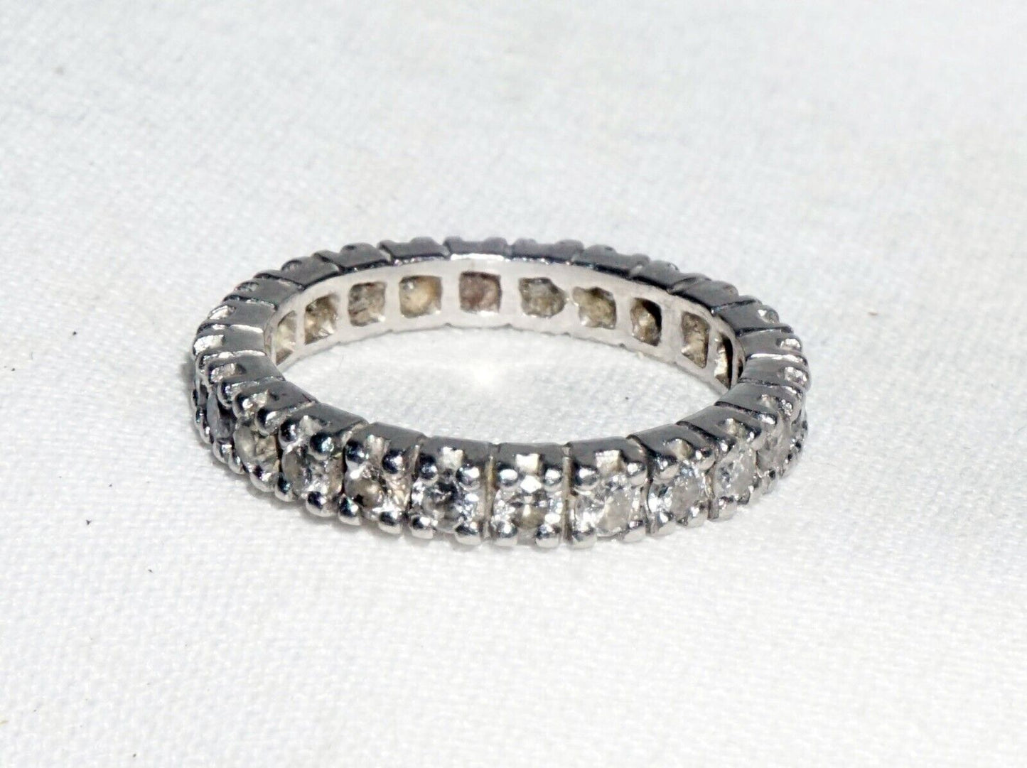 Vintage Platinum Full Eternity Wedding Band Ring Sz.5.25 w. 24x Diamonds (---)