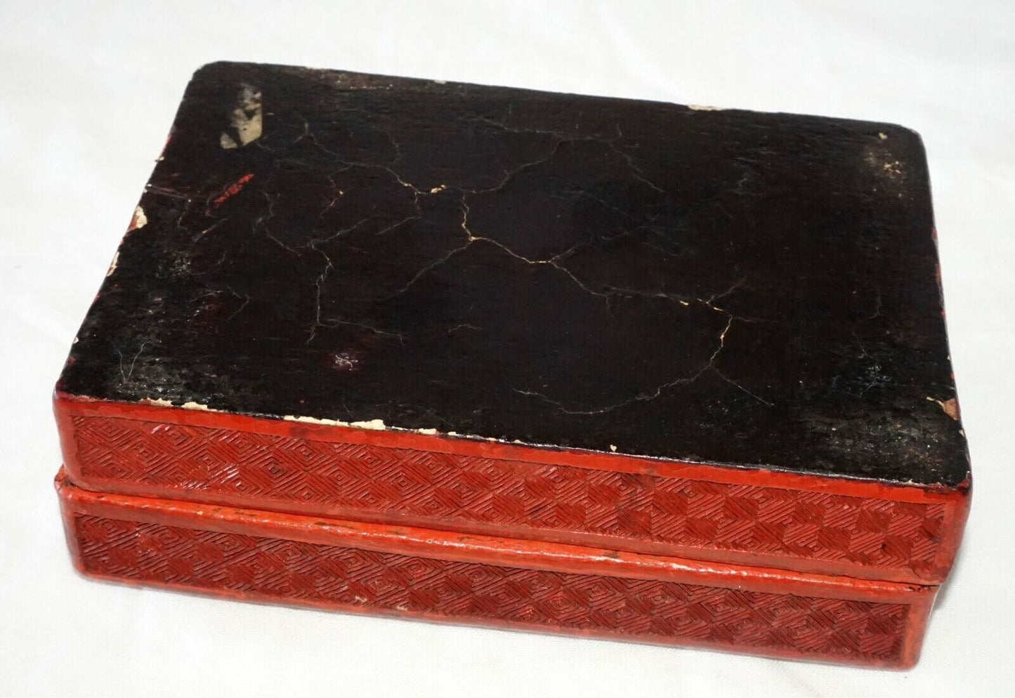 Antique Chinese Real Cinnabar Covered Box w. Scholars in a Garden Motif (DaC)