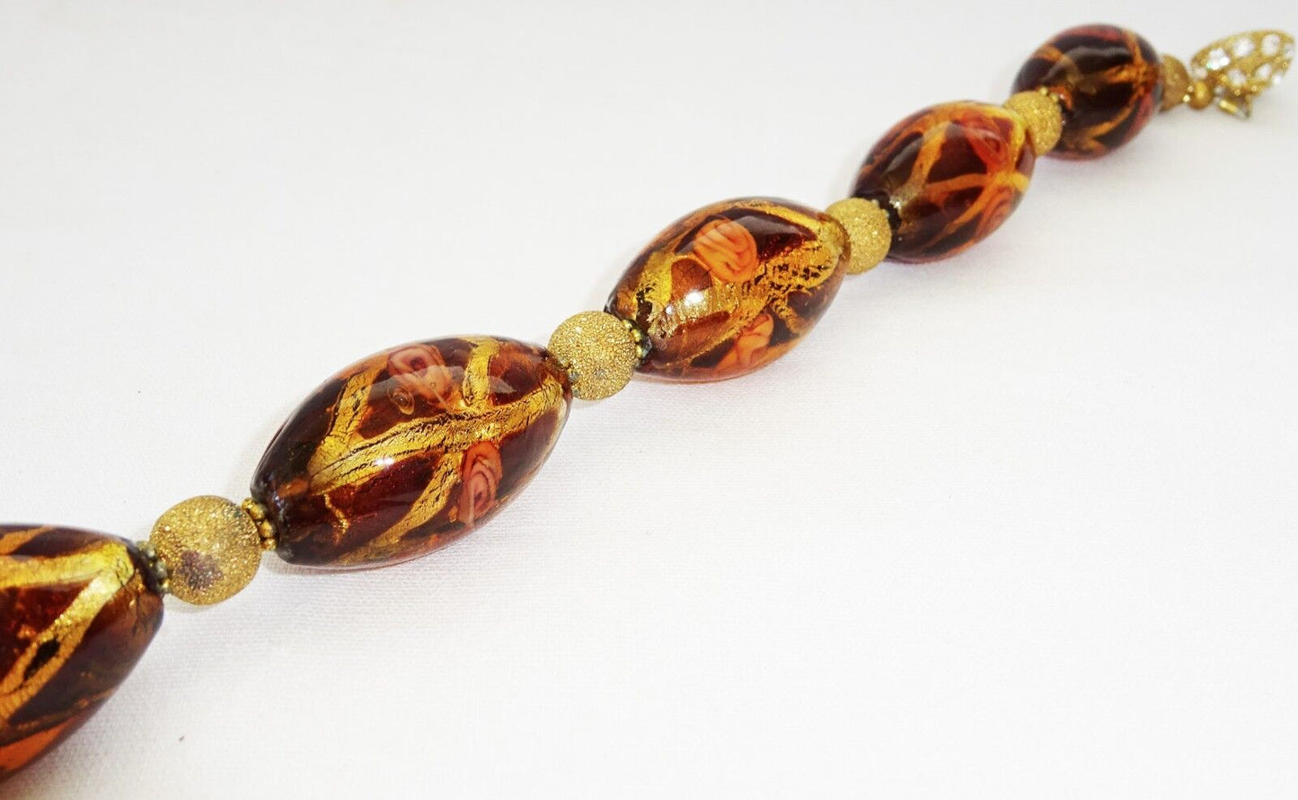 Vintage Hawaii Amber Color Glass Bead Necklace Designed by Russell Lowrey (Wel)