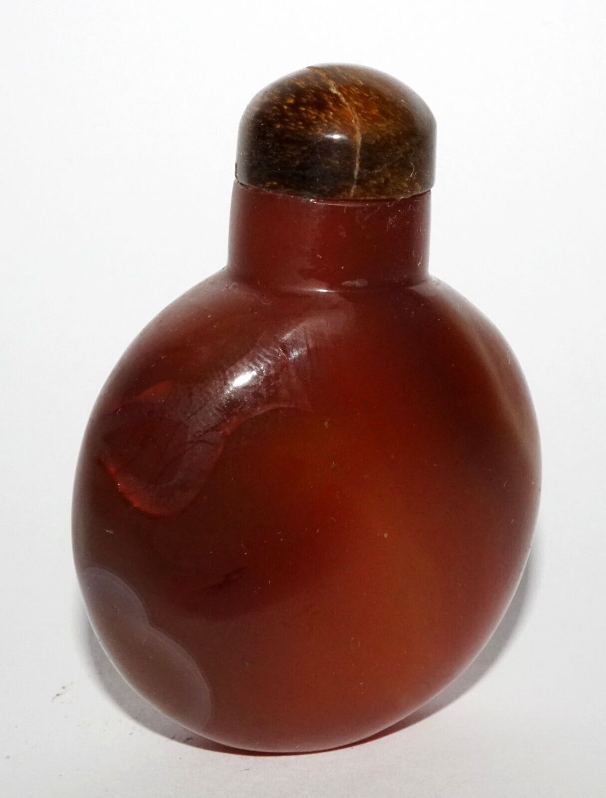 Vintage Chinese Red Banded Agate Snuff Bottle & Tigereye Stopper (LeS) G16