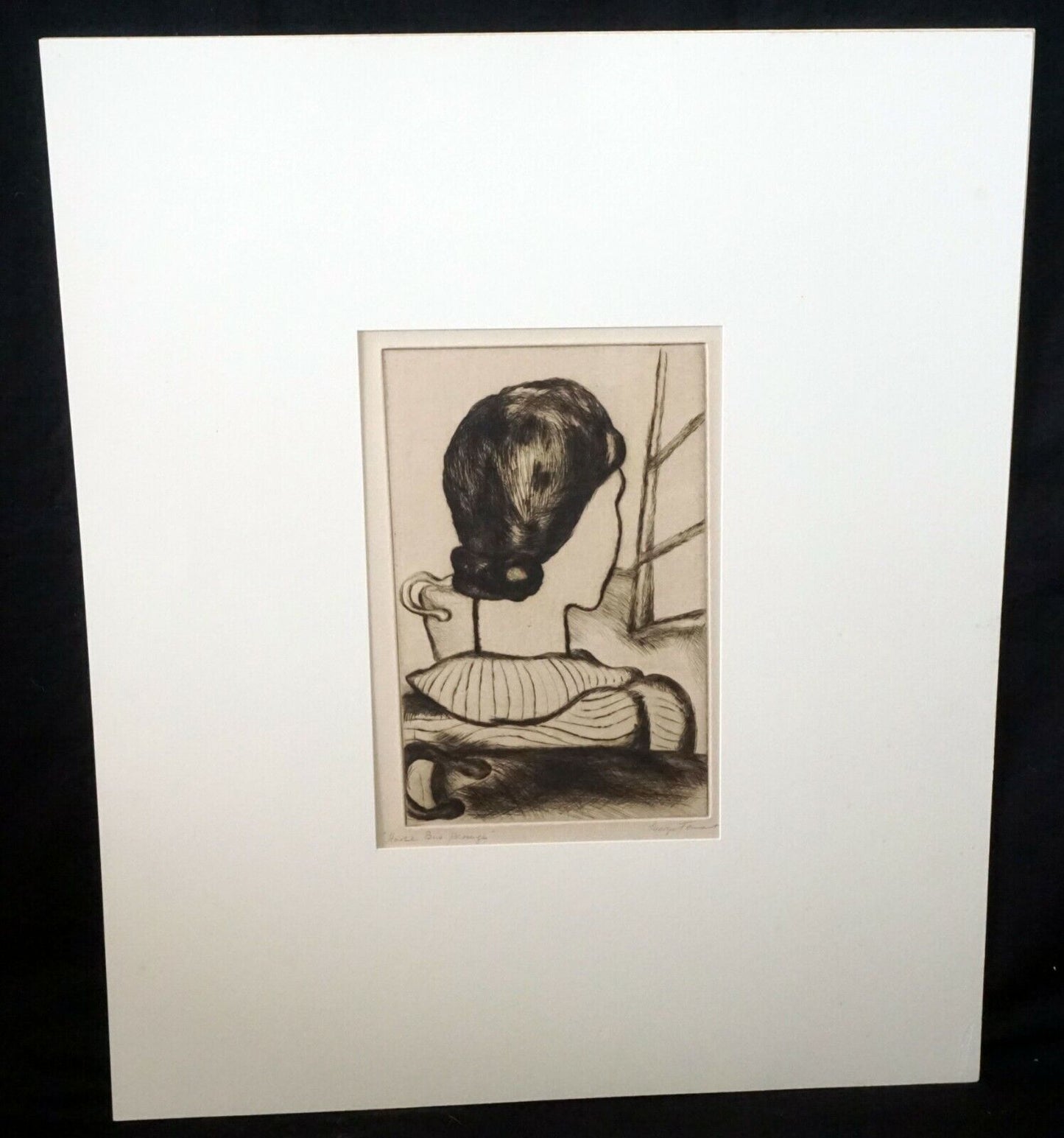 1938 Hawaii Etching Print "Honolulu Bus Passenger" by Madge Tennent (DAT)#15