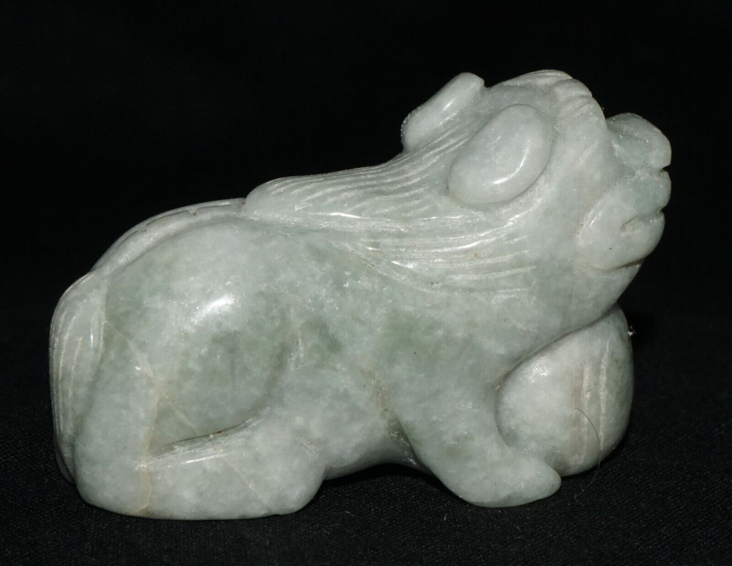 Vintage Chinese Jadeite Jade Carved Snuff Bottle w. Foo Dog & Ball (LeS) G17