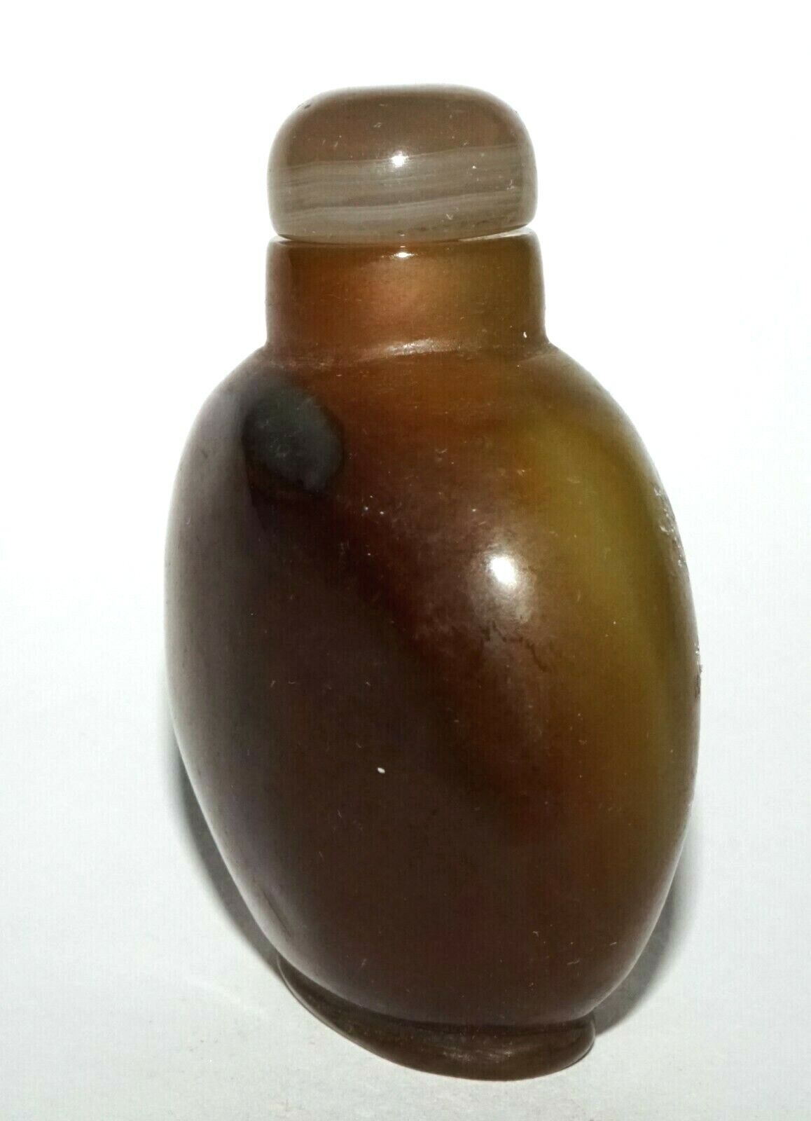 Vintage Chinese Grey Blue Red Agate Snuff Bottle w. Agate Stopper (LeS) G4