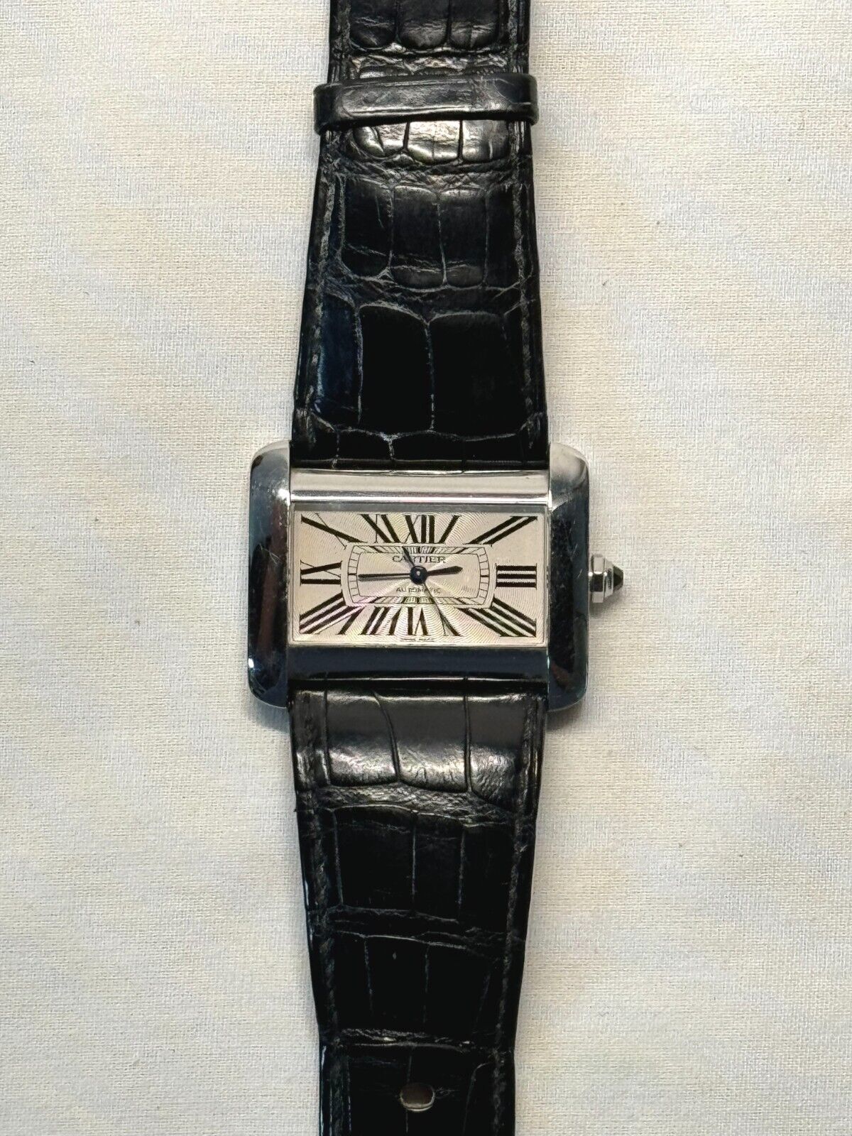 Swiss Cartier Tank Divan Stainless Steel Wrist Watch 2612 Orig. Box Papers(InS)8