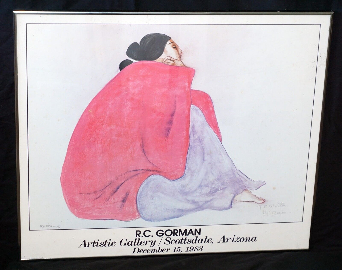 1983 Arizona Framed Poster Print "Native Woman" Hand-signed by R.C. Gorman (Doa)