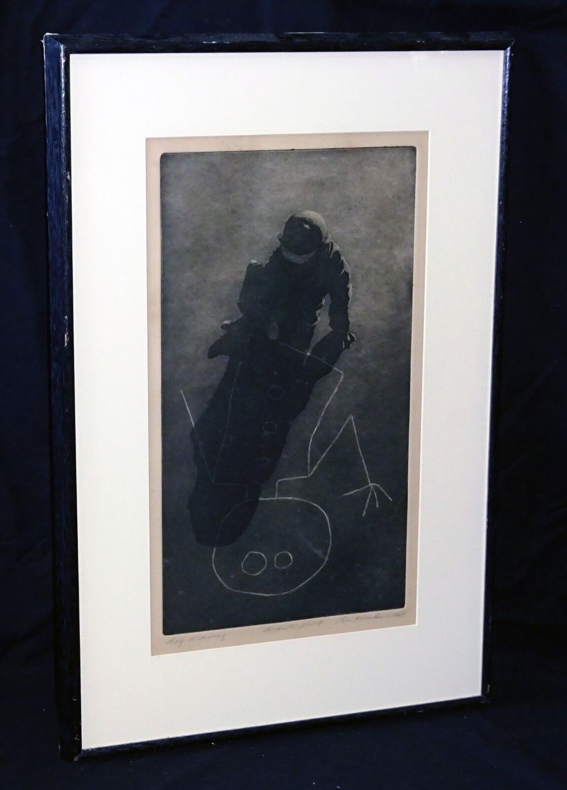 1969 US Etching Aquatint Print AP "Boy Drawing w Chalk" by Ben K.illegible(***)