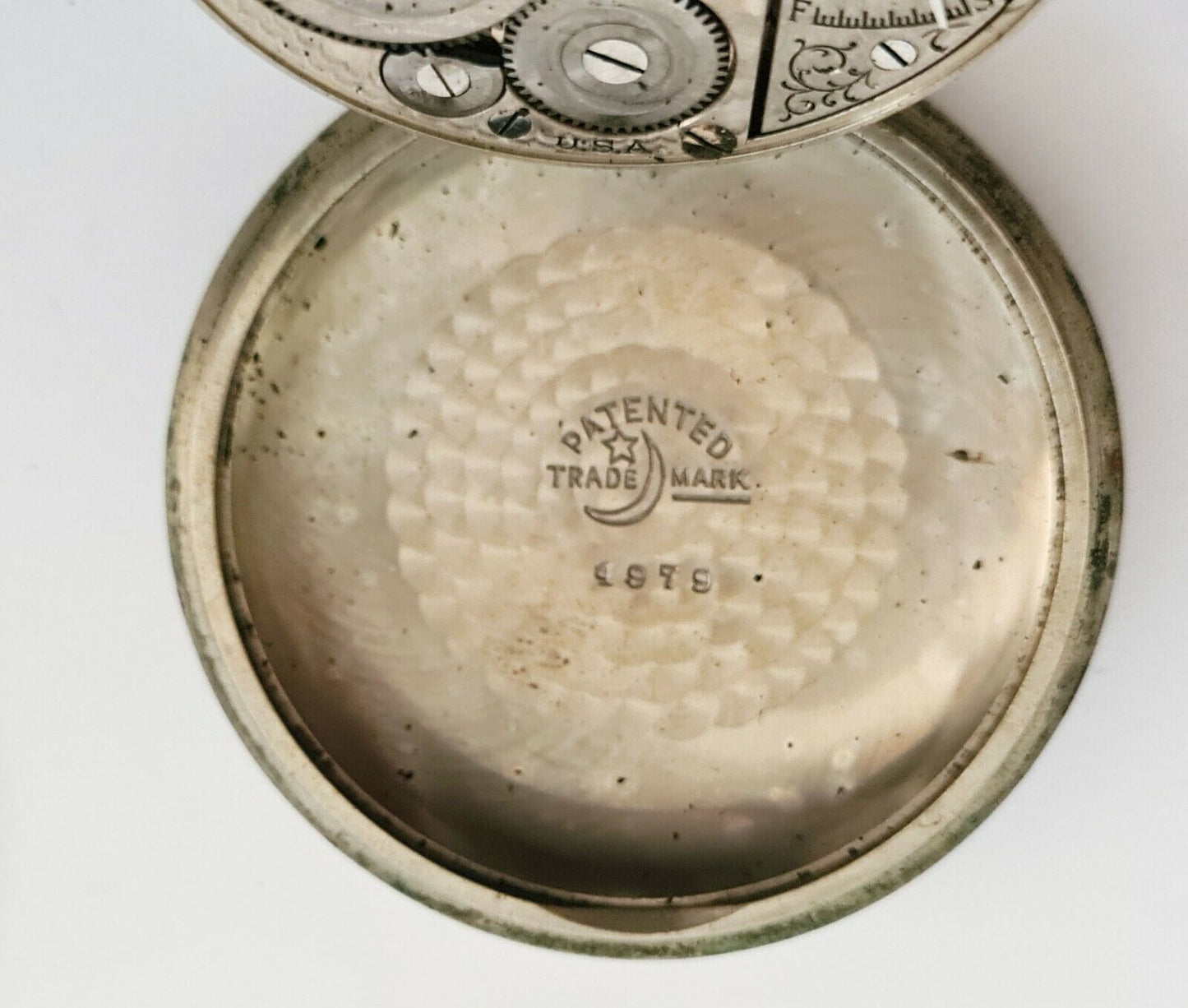 1911 US Silver Plated Open Face Hinged Back Mens Pocket Watch by Elgin (AHB)