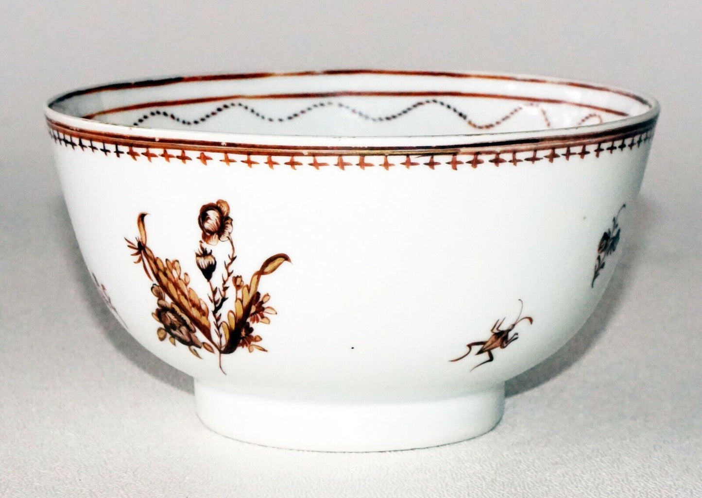 18C Chinese Export Ware Porcelain Bowl w. Aubergine Floral Motif (FLA) IC