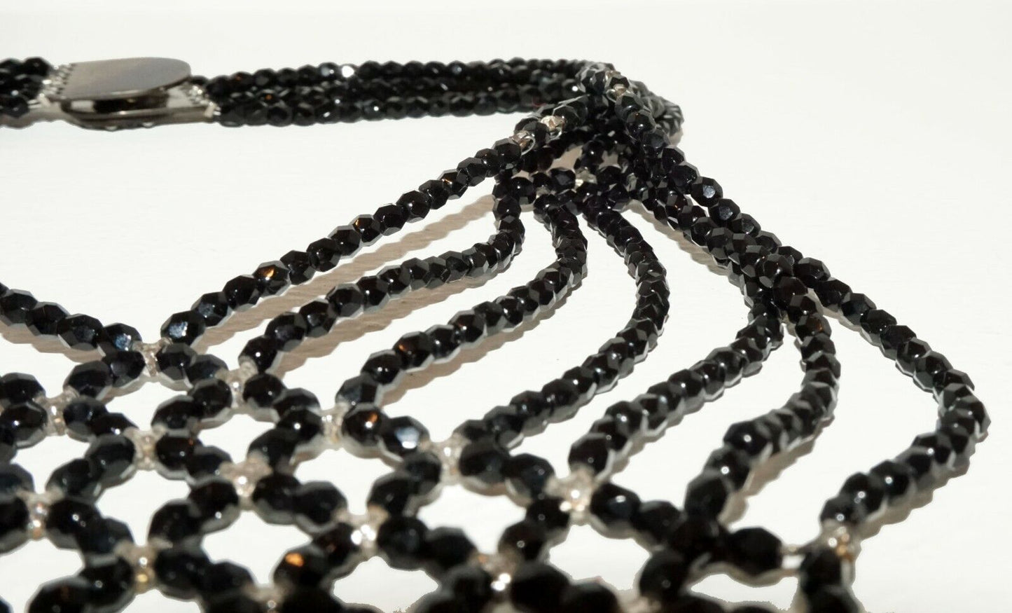 Vintage Italy Costume Black Bead & Rhinestone Colar Necklace Giorgio Armani(LeP)