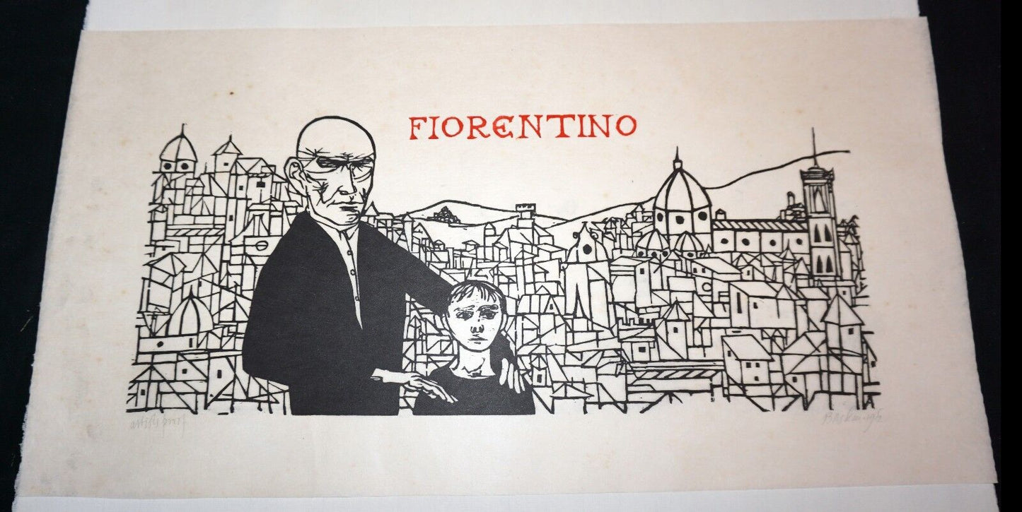 1952 US NY Block Print A.P. "Fiorentino" by Leonard Baskin (1922-2000)(Mod)