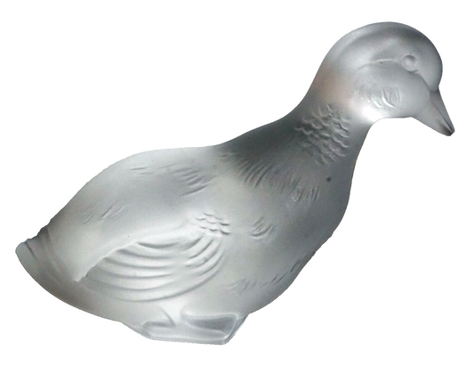 Vintage French Crystal Resting Duck Figurine Paperweight by Baccarat (Kai)