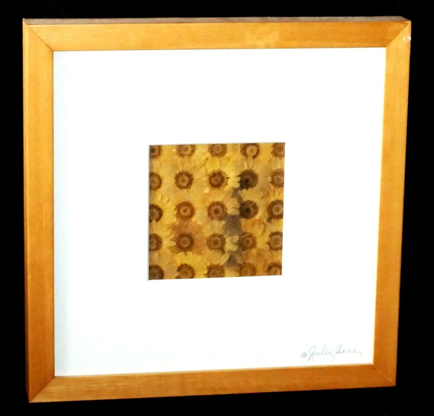 Vintage Framed Dried Pressed Yellow Flower Collage by Julie Anne (KrT)