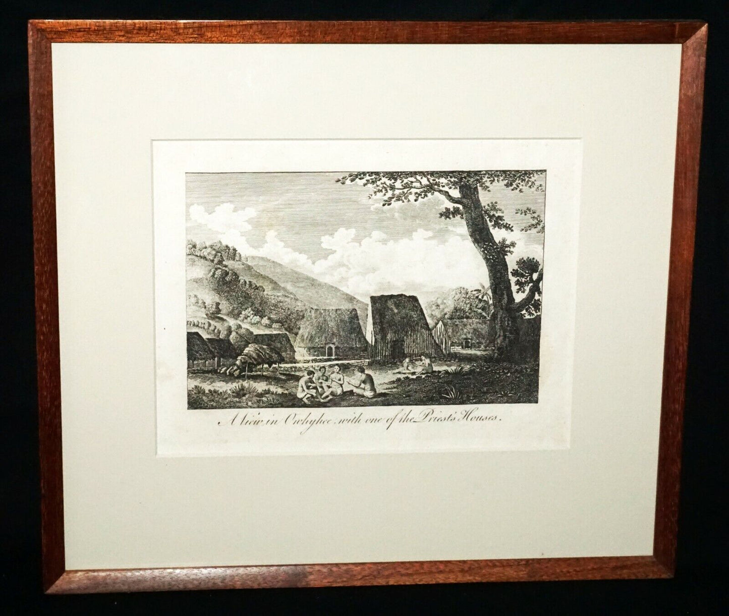 1788 English Print View in Owhyhee with one of the Priests Houses Webber (CWo)