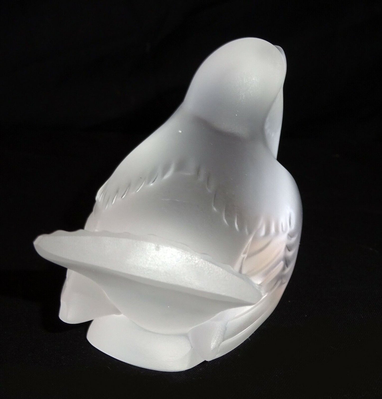 Vintage French Frosted Crystal Sparrow Bird Sculpture by Lalique (MeG)