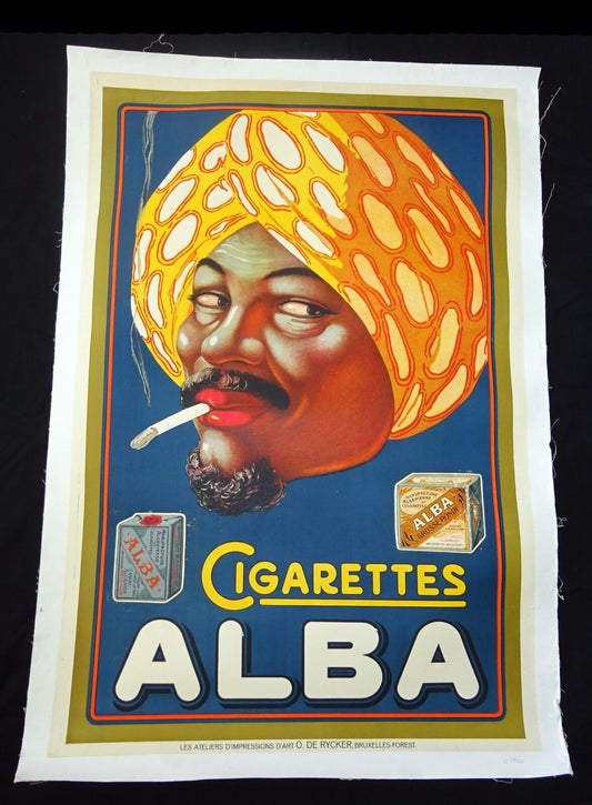 Original 1930s Belgian Poster "Cigarettes Alba" by O. De Rycker (Yir)