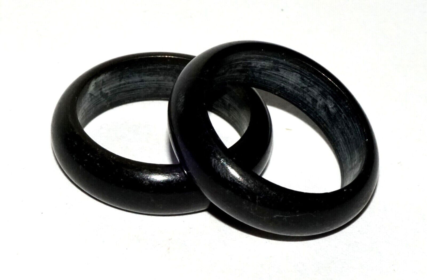 2Pc Vintage Chinese Black Onyx Rings Sz.8 (LeS) R17