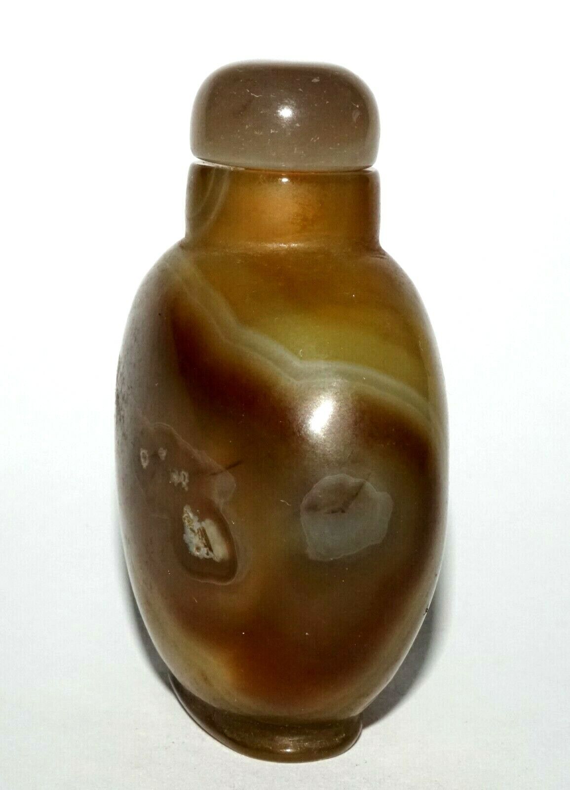 Vintage Chinese Grey Blue Red Agate Snuff Bottle w. Agate Stopper (LeS) G4