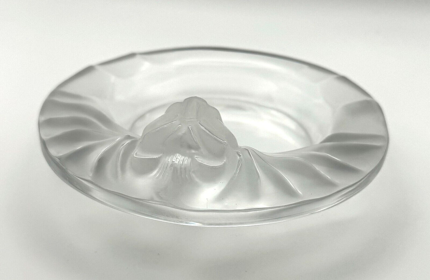 Vintage- French Lalique Crystal Lion Ashtray or Valet / Jewelry Dish