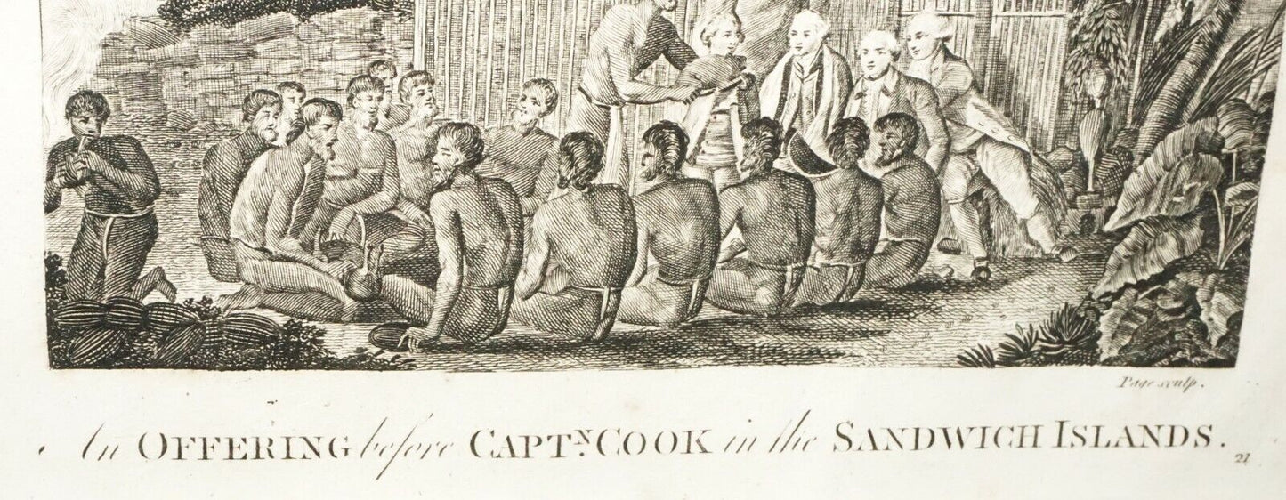 1788 English Print Offering Before Captain Cook in Sandwich Islands Webber (CWo)