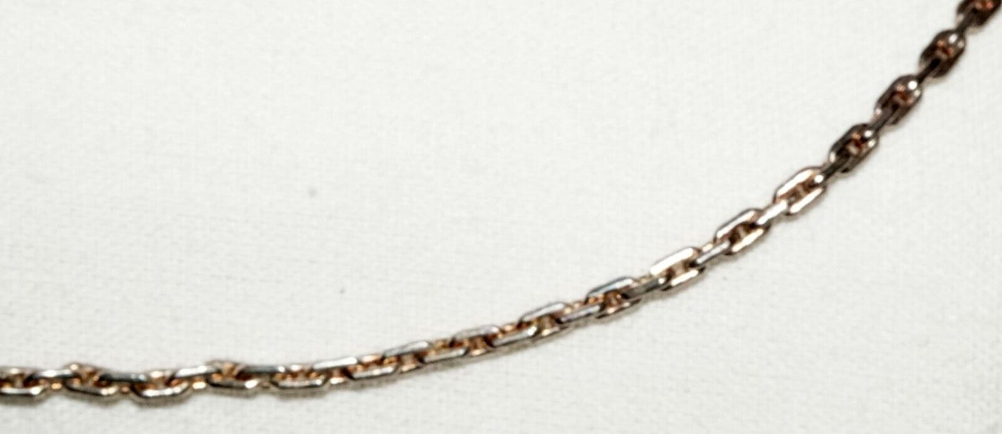 Vintage Silver Oval Mini Link Chain Necklace 20" (PiC)