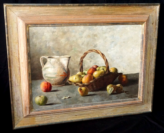 Vintage Italy Oil Painting Still Life w Fruit by Giordano Becciani (b.1916)(AHB)