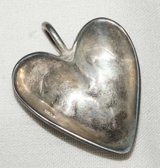 Vintage Sterling Silver Heart Bowl Pendant (AHB