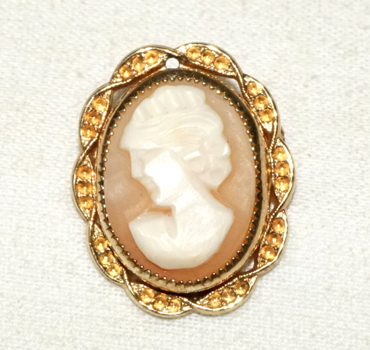 Vintage Gold Plated Shell Cameo w. Woman's Bust Motif (GoB) #10