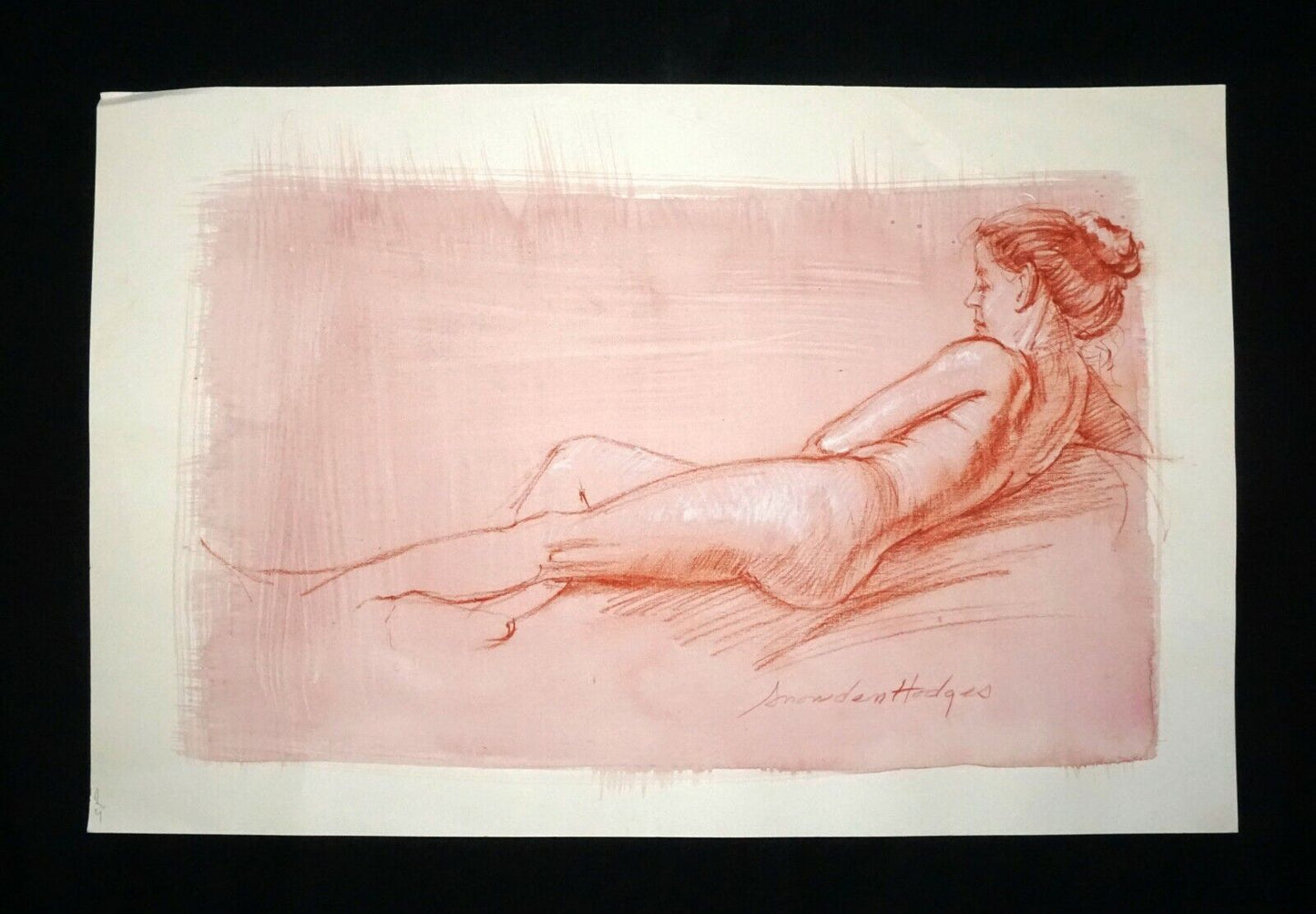 Hawaii Mixed Media Wash Painting Reclining Female Nude Snowden Hodges (Sho)#120