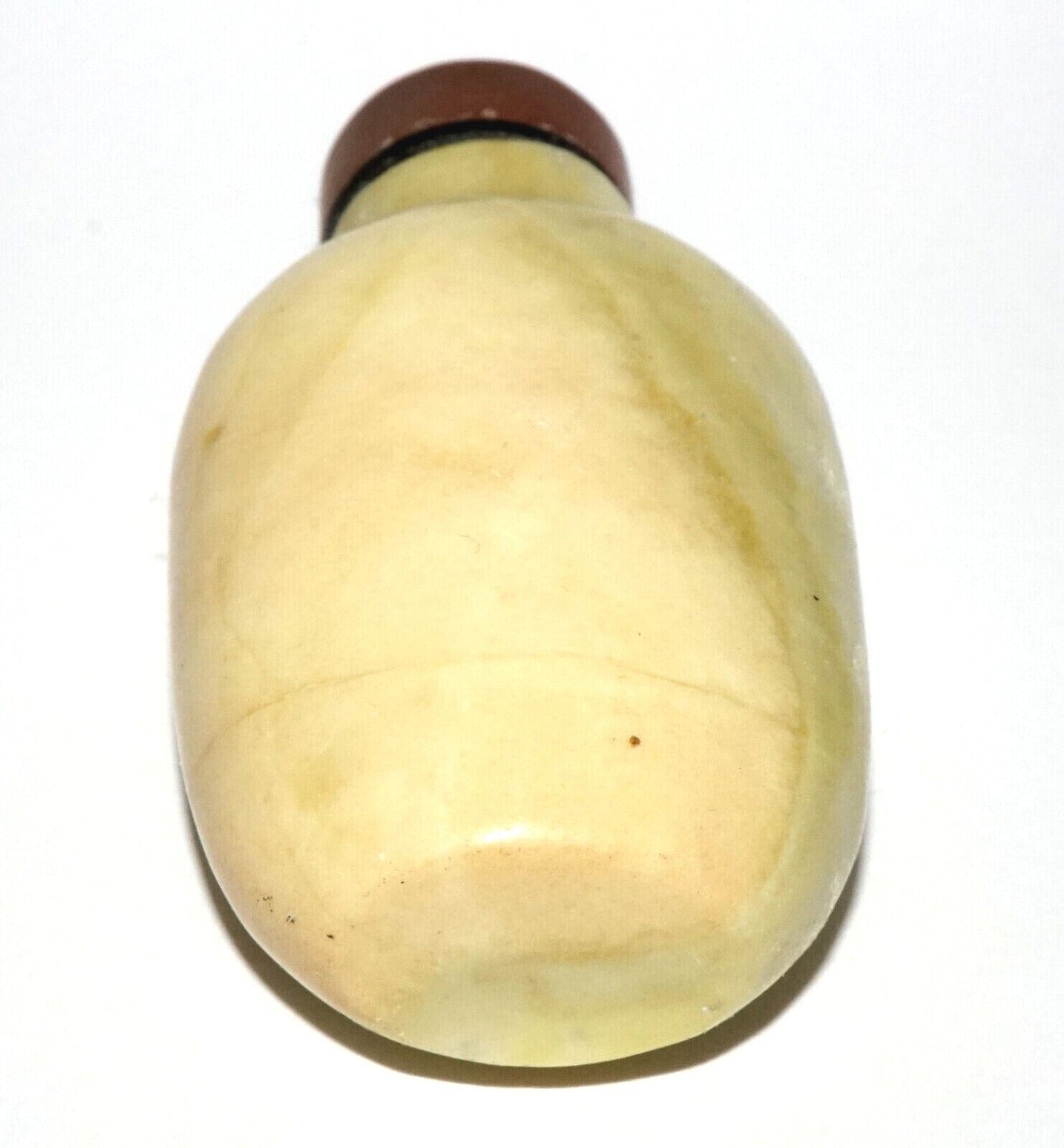 Vintage Chinese Yellow Hard Stone Carved Snuff Bottle w. Agate Stopper (LeS) G12