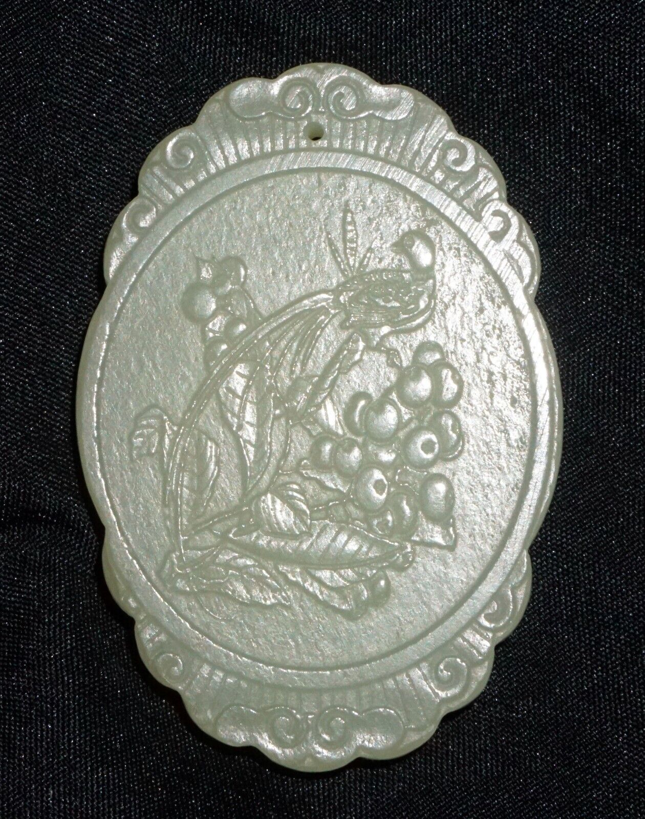 Modern Chinese Nephrite Jade Plaque Pendant w. Figure & Flower Motifs (---)