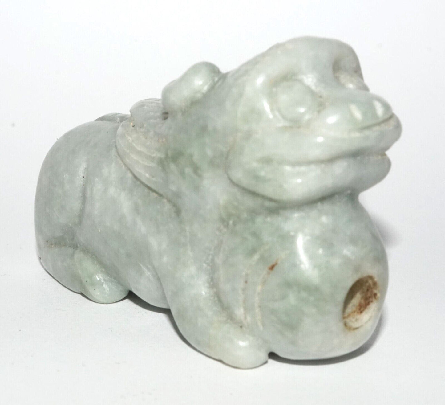 Vintage Chinese Jadeite Jade Carved Snuff Bottle w. Foo Dog & Ball (LeS) G12