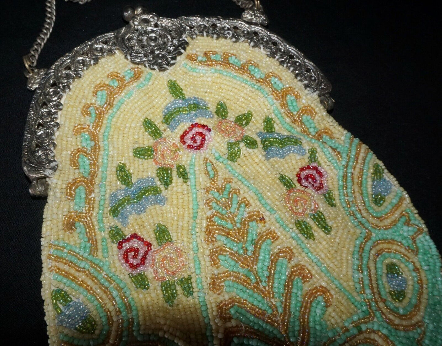 Vintage Floral Motif Beaded Multicolor Purse for Christiana made in India (HoB)