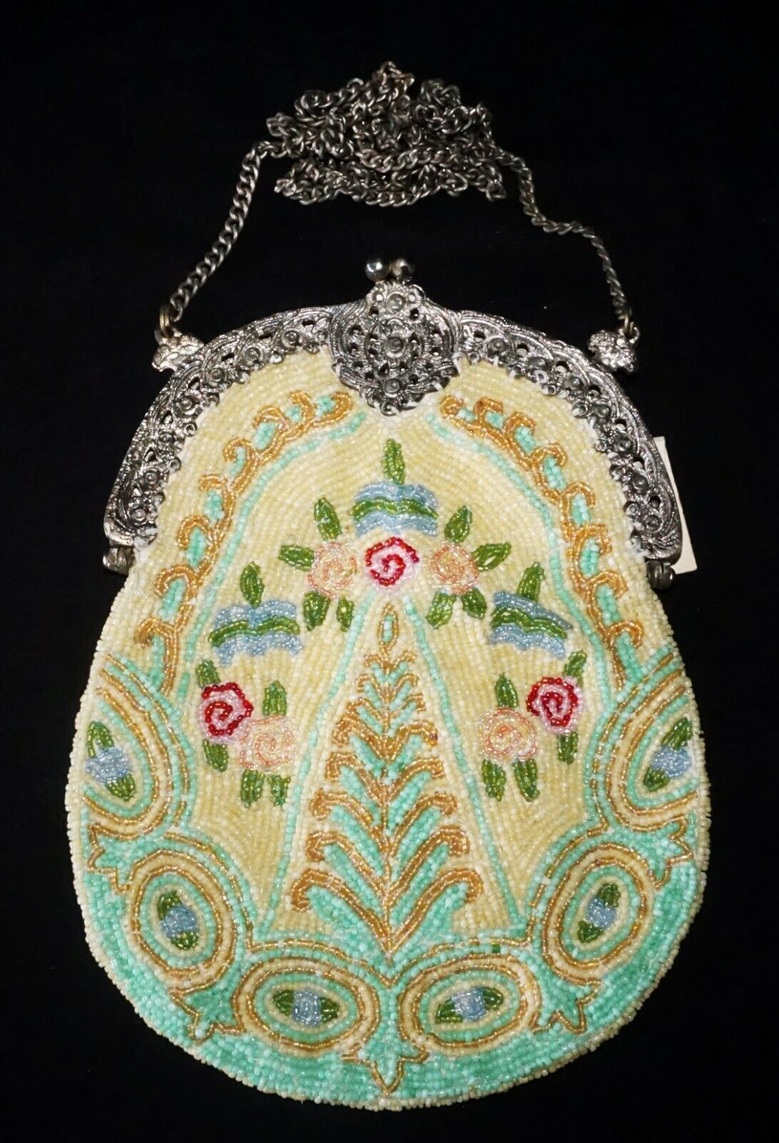 Vintage Floral Motif Beaded Multicolor Purse for Christiana made in India (HoB)