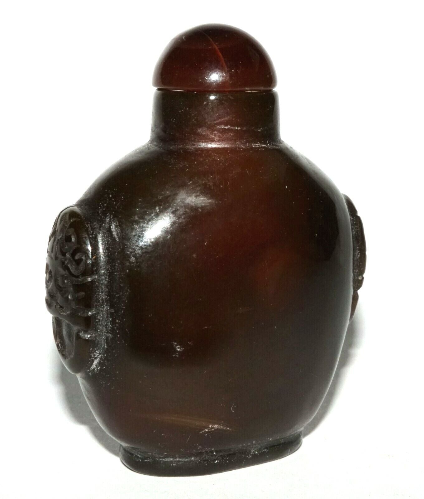 Vintage Chinese Dark Red Agate Snuff Bottle w. Matching Stopper (LeS) G4