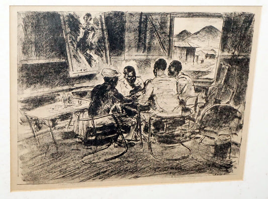 1940s Hawaii Litho Print Poker Players Alexander Samuel MacLeod (1888-1975)(New)