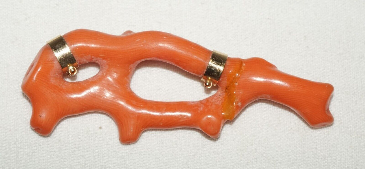 Vintage Chinese Red Coral Branch Brooch - Repaired (LeS)L22