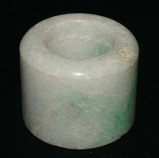 Vintage Chinese Jadeite Jade Archer Ring Sz.11 w. Green Markings (LeS)G2