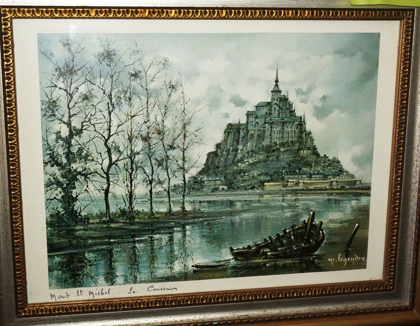 Vintage French Framed Print Mont St. Michel Maurice Louis Legendre (b.1928)(***)