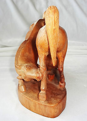 1950s BALINESE WOODEN CARVED HORSE SCULPTURE by WJ AJUN, PELIATAN GINYAR BALI