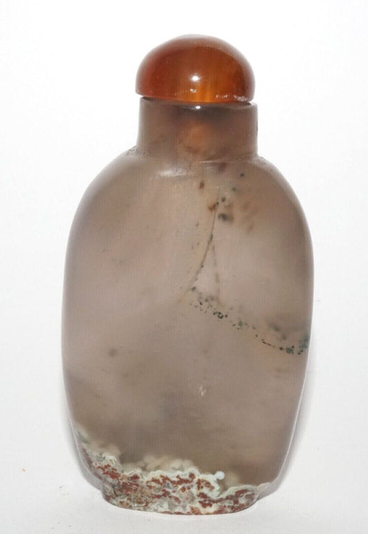 Vintage Chinese Semi Translucent Agate Snuff Bottle w. Agate Stopper (LeS) G16