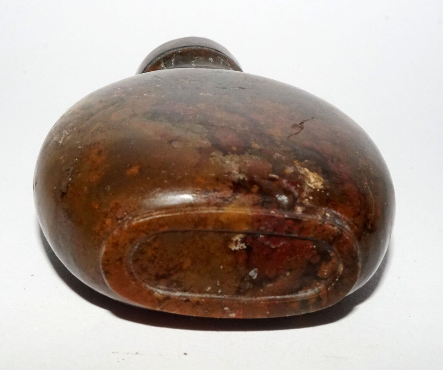 Vintage Chinese Black & Brown Marbled Agate Carved Snuff Bottle (LeS) G16