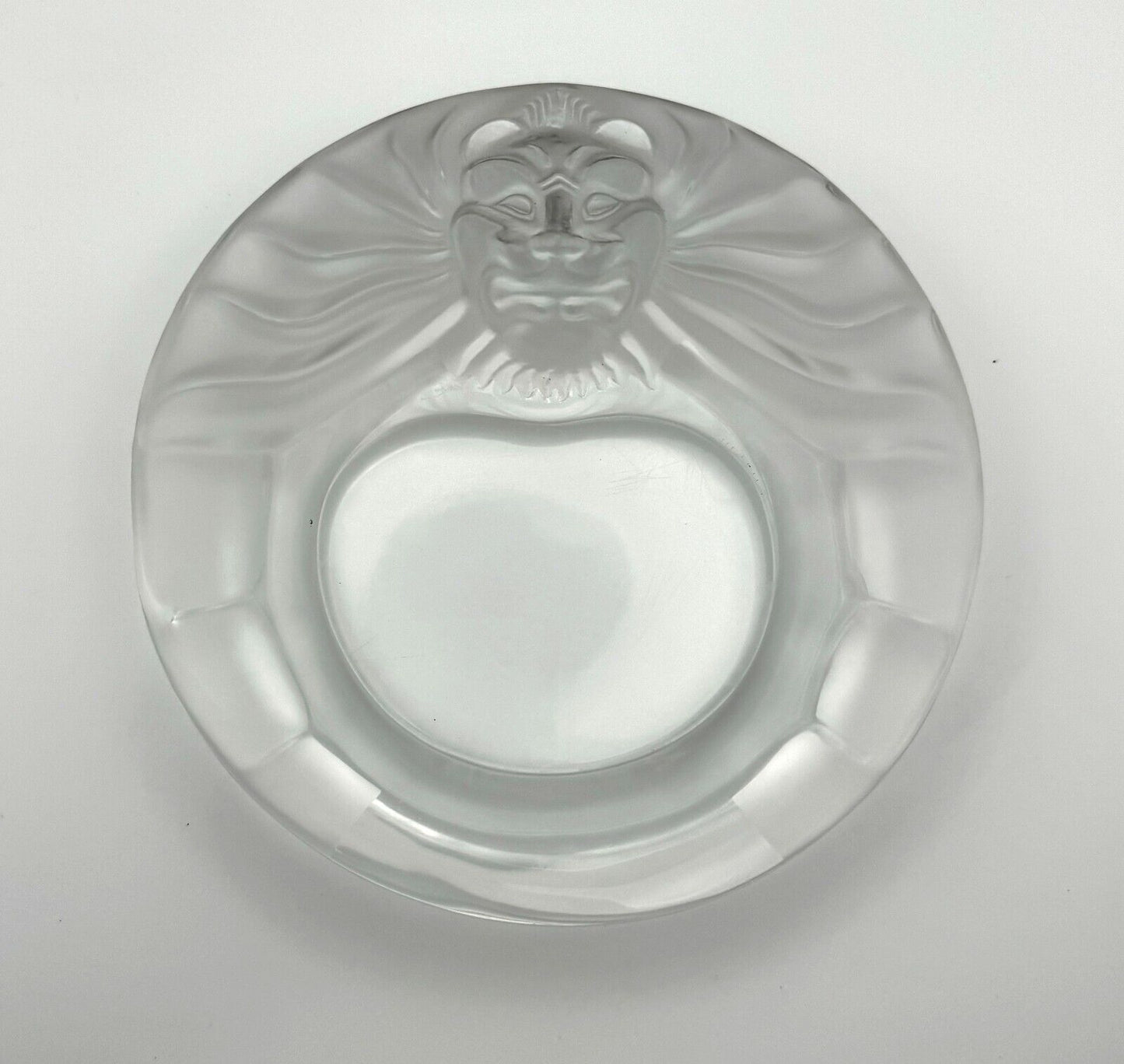 Vintage- French Lalique Crystal Lion Ashtray or Valet / Jewelry Dish