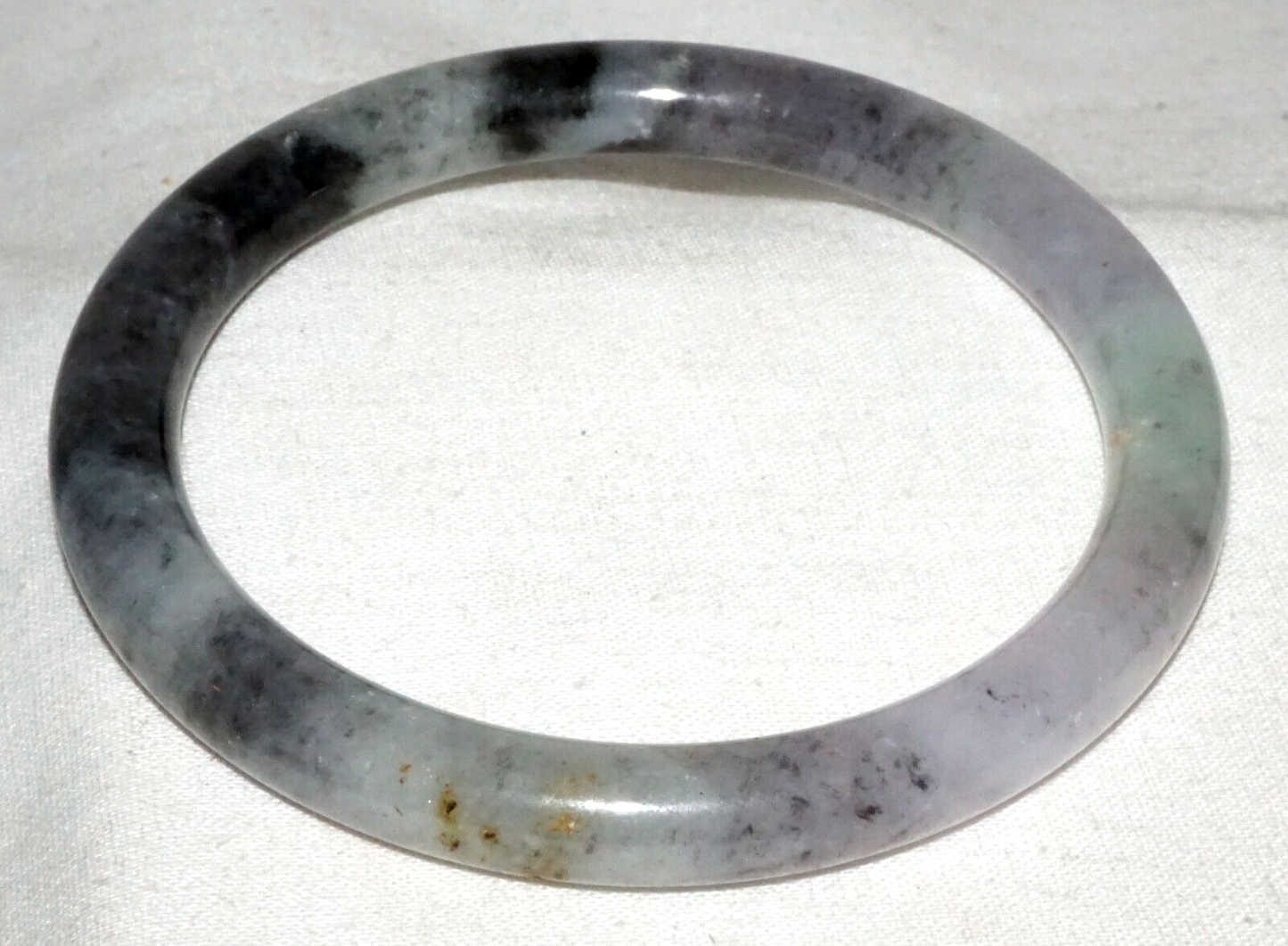 Vtg Chinese Mottled Grey Green Lavender Jadeite Jade Bangle Bracelet (LeS)L25