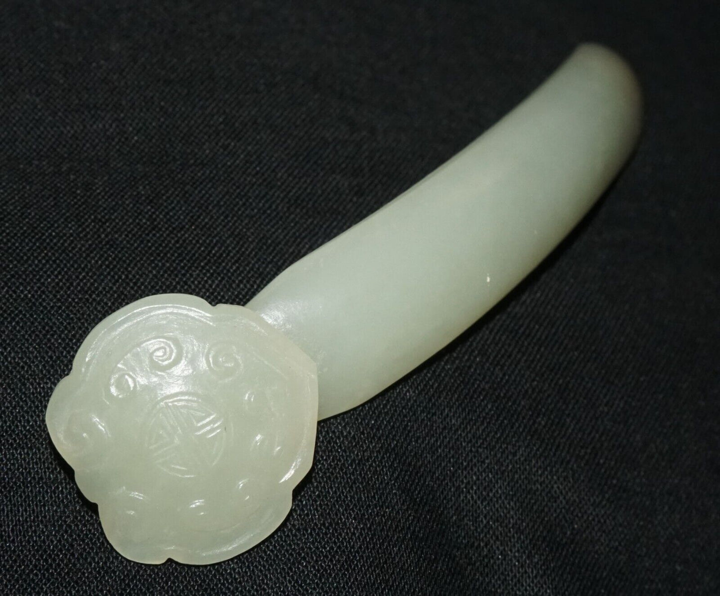 Antique Chinese Nephrite Jade Carved Ruyi Scepter Motif Hair Ornament (Les)L21