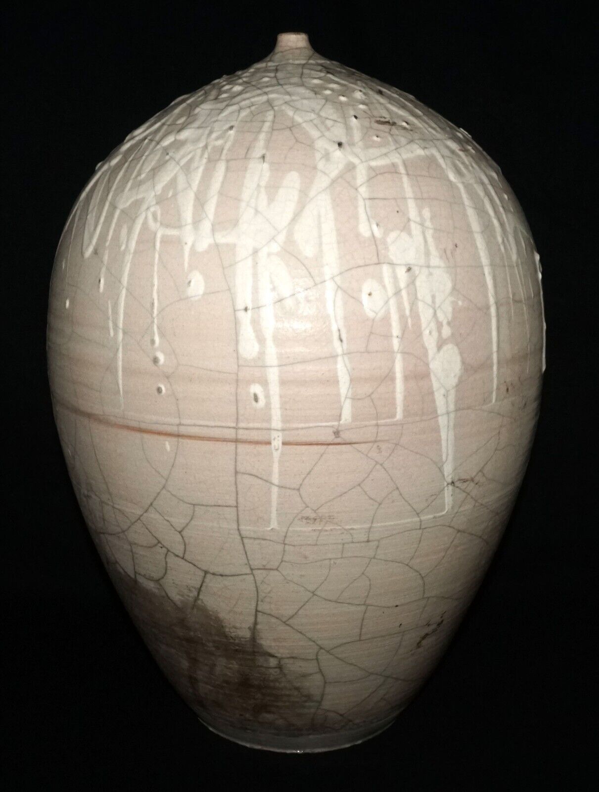 Vintage Hawaii Crackled White Glaze Pottery Sculpture by David Kuraoka (OdC)