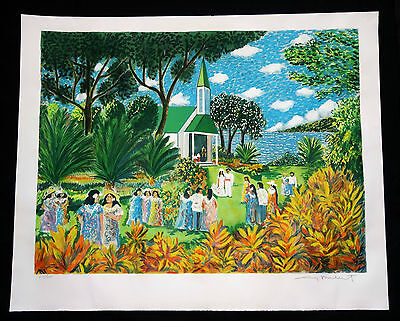 1980s Hawaii Lithograph Print 223/300 "Kona Wedding" by Guy Buffet (Lol)