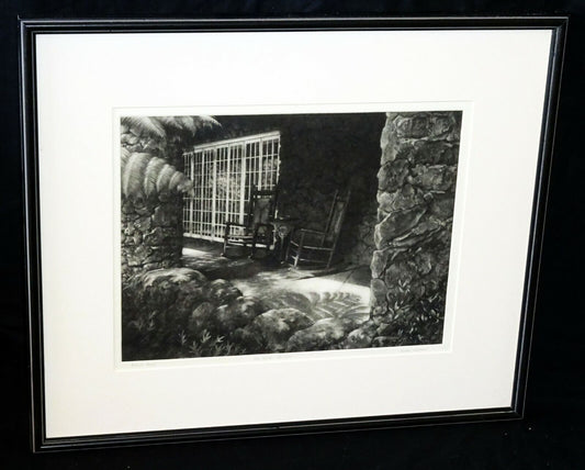 Vintage Hawaii Framed Mezzotint Print A/P "He Malu Ho'olu" by Dodie Warren (CuM)