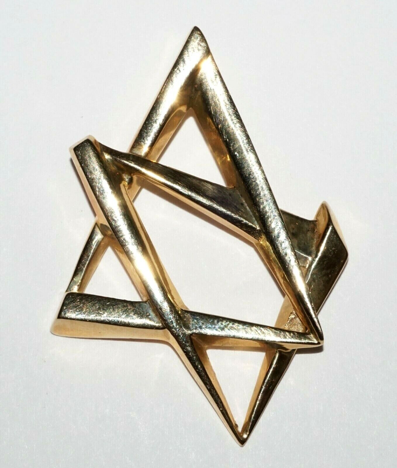 Vintage Modernist 14k Yellow Gold Abstract Star of David Pendant Charm (NaD)#20e