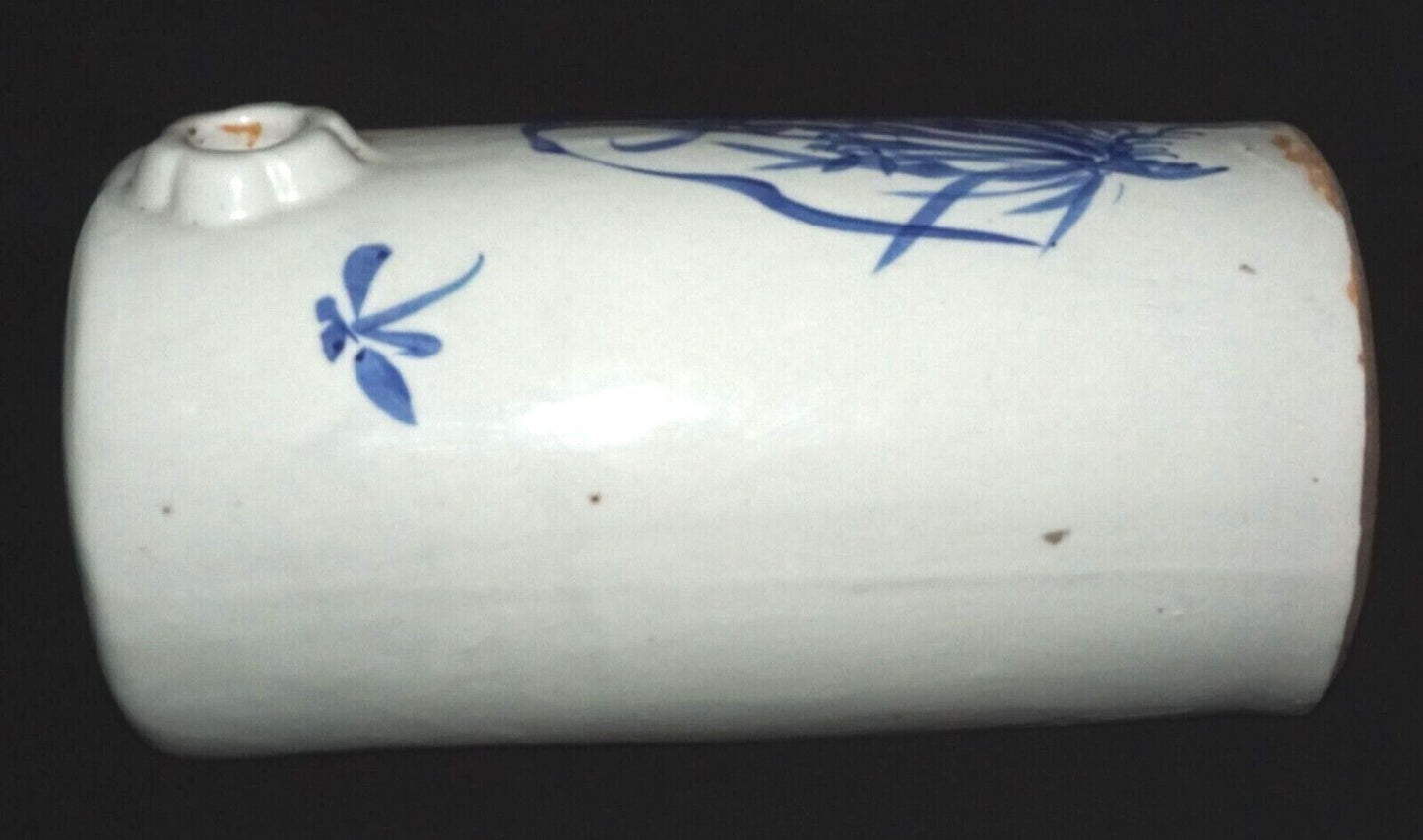 Vintage Chinese Blue & White Glazed Pottery Rice Wine Casket or Ewer (OdC) IC