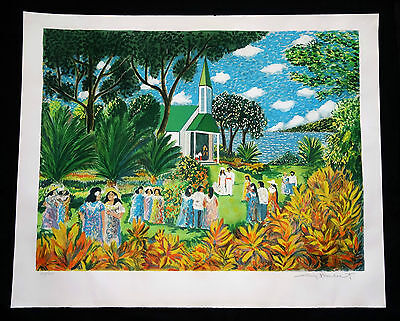 1980s Hawaii Lithograph Print 223/300 "Kona Wedding" by Guy Buffet (Lol)